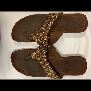 Brown Sequin Flipflops